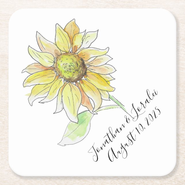Passen Sie Ihre Hochzeitsnapkins Sonnenblume an Rechteckiger Pappuntersetzer (Vorderseite)