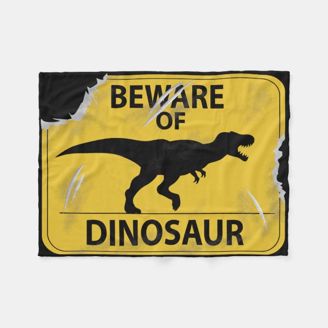 Passen Sie vom Dinosaurier auf (beschädigt) Fleecedecke (Vorderseite (Horizontal))