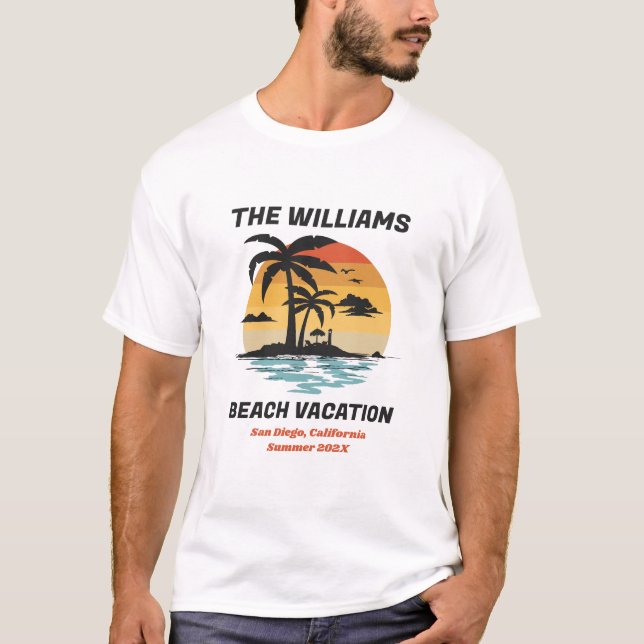 Passend Familienurlaub Retro Sonnenuntergang indiv T-Shirt (Vorderseite)