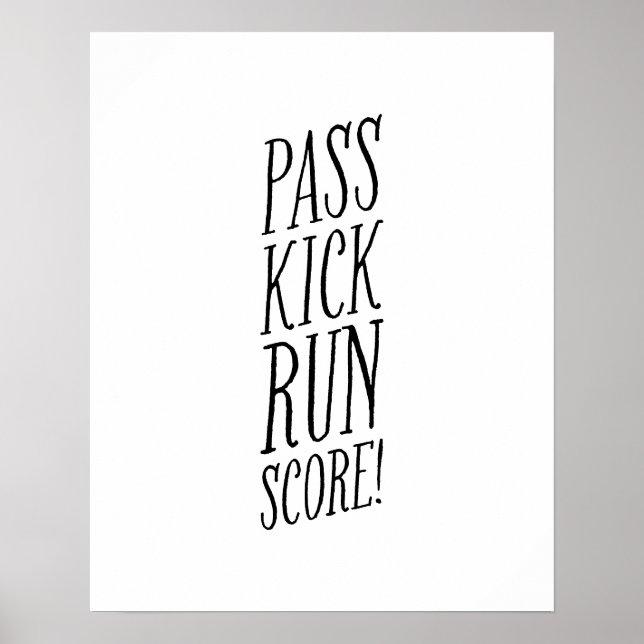 Passend kick Run Score Spaß Kind schwarz-weiß Fußb Poster (Vorne)