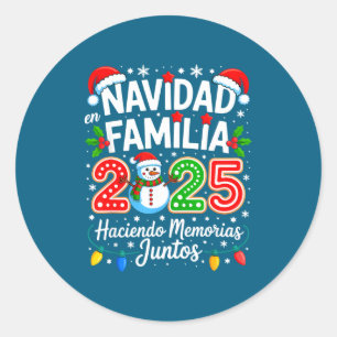 Passende Familien-Pyjamas Navidad En Familia Weihn Runder Aufkleber