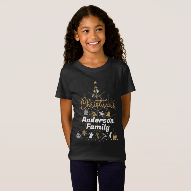 Passende Familienname T - Shirt Weihnachten Schwar (Vorne ganz)
