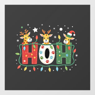 Passende Weihnachts-Santa-Mütze Ho Ho Ho Giraffe A Fensteraufkleber