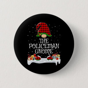 Passender roter Buffalo-Karo Gnom-Polizist Chr Button