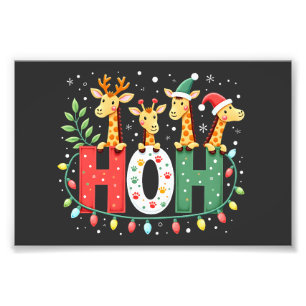 Passender Weihnachts-Santa-Hut Ho Ho Ho Giraffe An Fotodruck