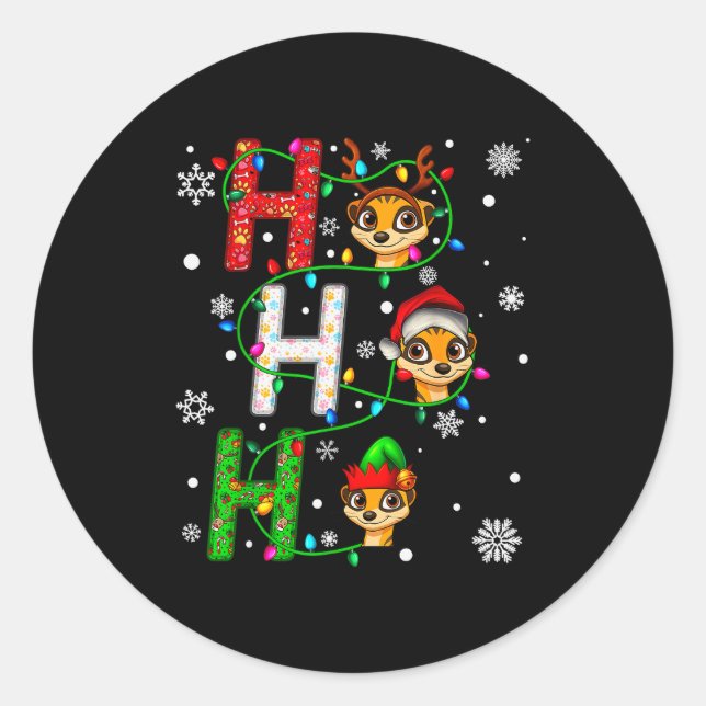 Passender Weihnachtsmann-Hut Ho Ho Ho Erdmännchen  Runder Aufkleber (Vorderseite)
