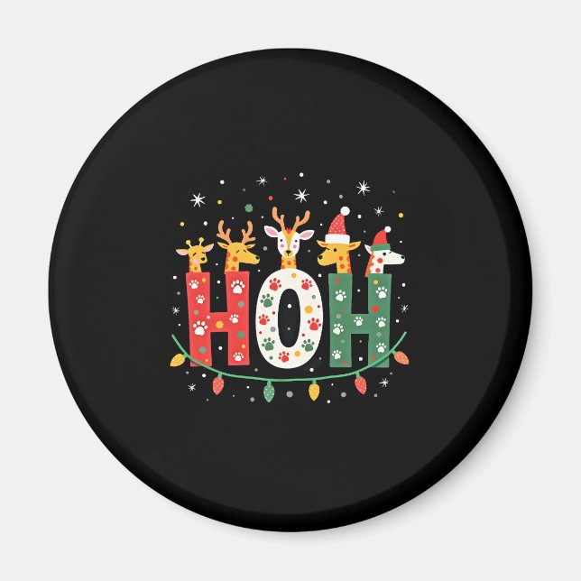Passendes Weihnachten Santa Hut Ho Ho Ho Giraffe A Magnet (Vorne)