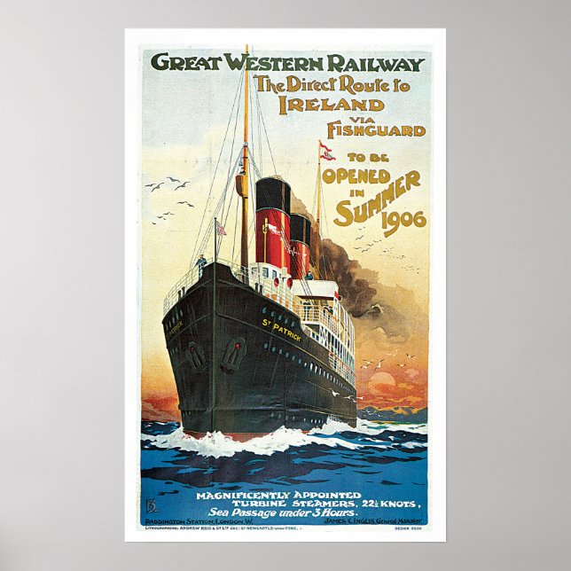 Passenger Ship England Vintage Travel Poster (Vorne)