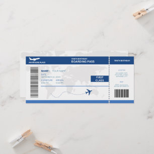 Passeport amusant, carte d'embarquement 10ème anni
