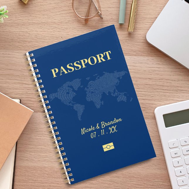 Passeport bleu et jaune Destination Mariage (Blue & Yellow Passport Destination Wedding Planner)