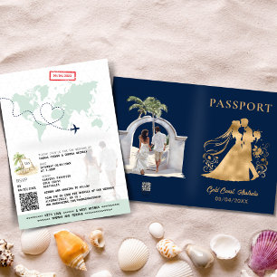Passeport Code QR Carte du Monde Plage Bleu Marine