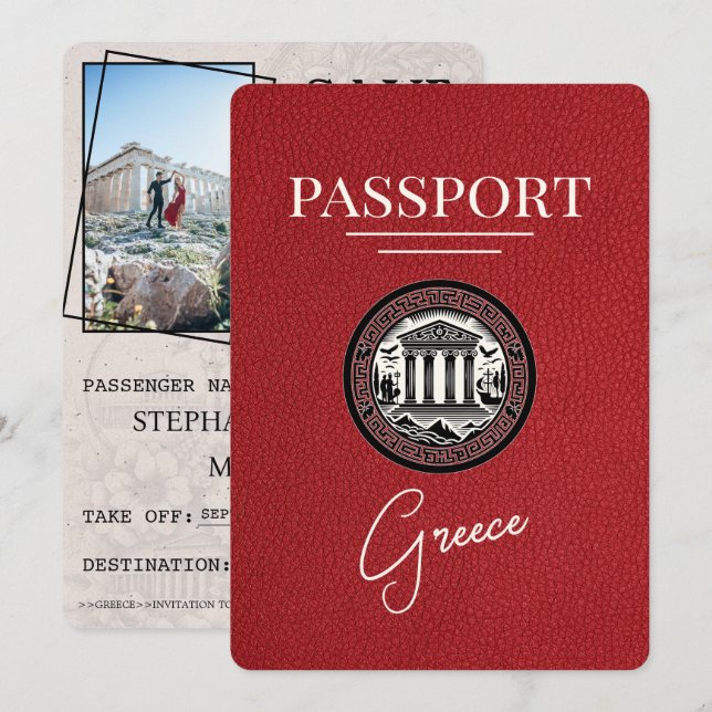 Passeport de la Grèce rouge Enregistrer la carte D (Devant / Derrière)