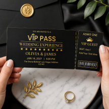 Passeport Vip Mariage Élégant Accès Exclusif Doré