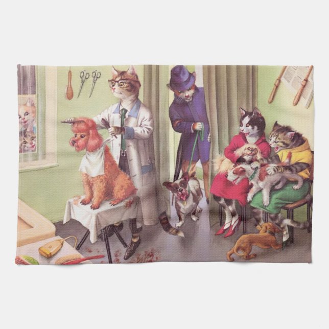 PASSERELLES : Bouledogue aux coiffeurs - serviette (Horizontal)