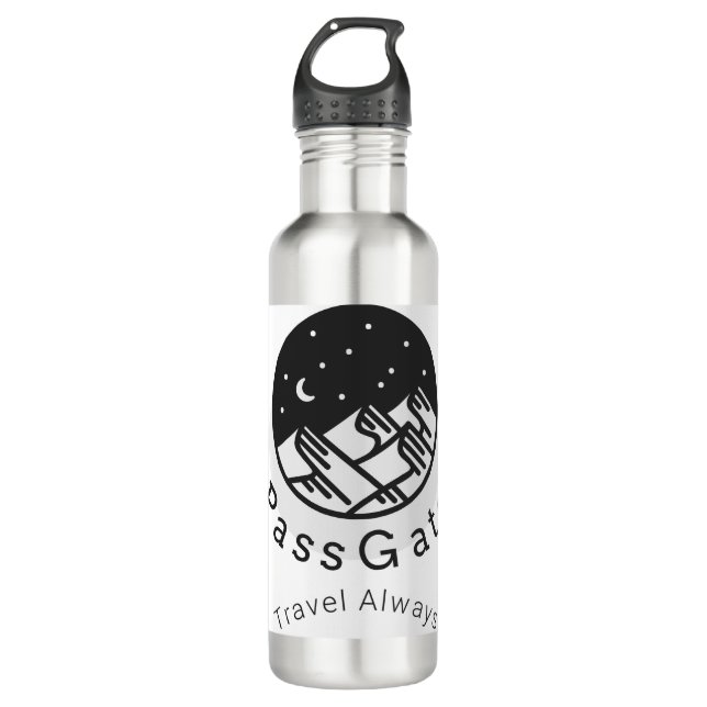 PassGate Bouteille en aluminium - Voyagez toujours (Devant)