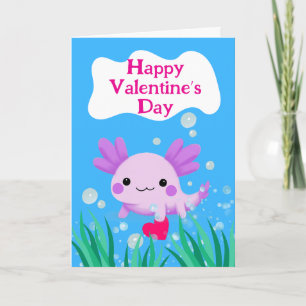 Passierbarer Valentinstag Axolotl mit Herz Karte