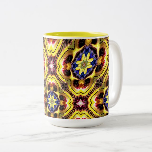 Passiflora Caerulea Pattern Zweifarbige Tasse (VorderseiteRechts)
