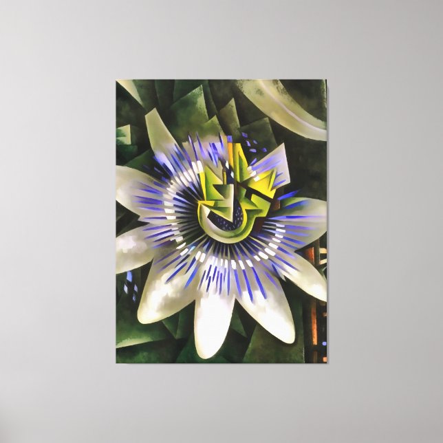 Passiflora Passion Blume im Stil geometrischer Kun Leinwanddruck (Vorderseite)