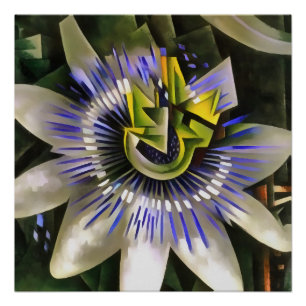 Passiflora Passion Blume im Stil geometrischer Kun Poster