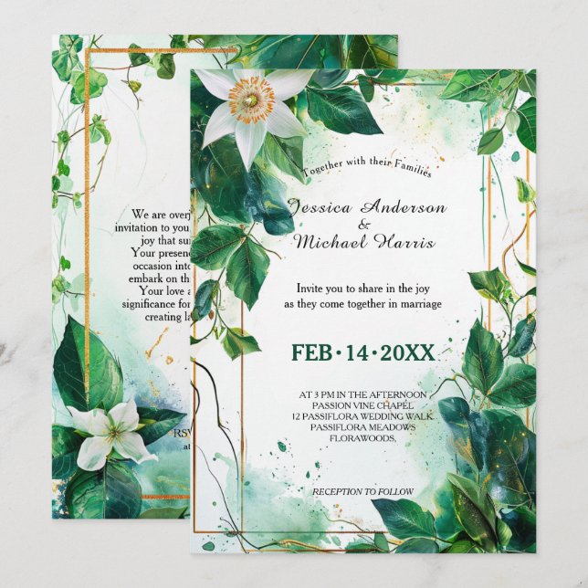 Passiflora Serenity Einladung (Vorne/Hinten)