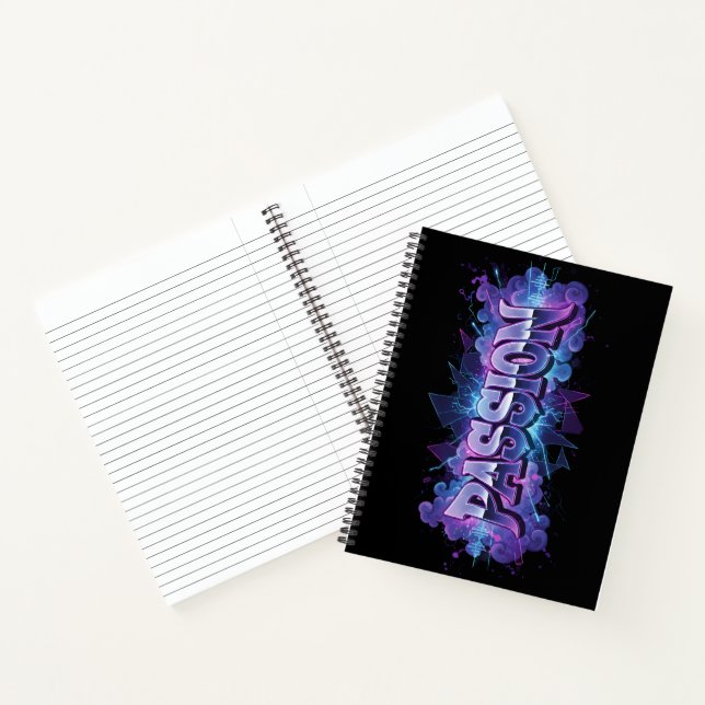 Passion Cyberpunk Typography – Vibrant Modern Word Notizbuch (Innenseite)