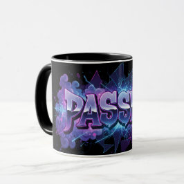 Passion Cyberpunk Typography – Vibrant Modern Word Tasse