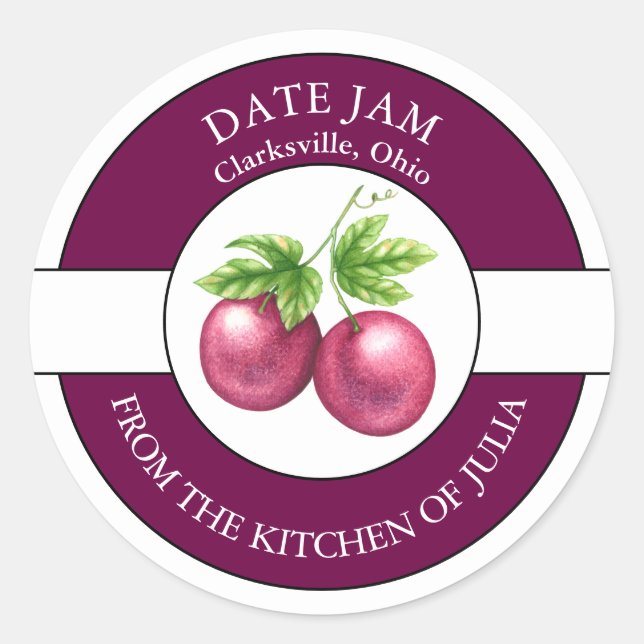 Passion Fruit Jam Label Runder Aufkleber (Vorderseite)
