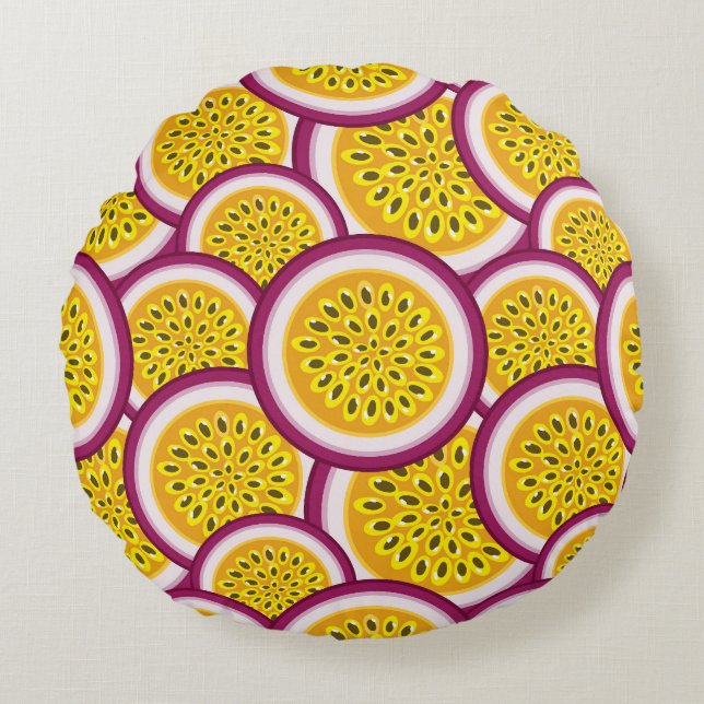Passion fruit slices rundes kissen (Vorderseite)