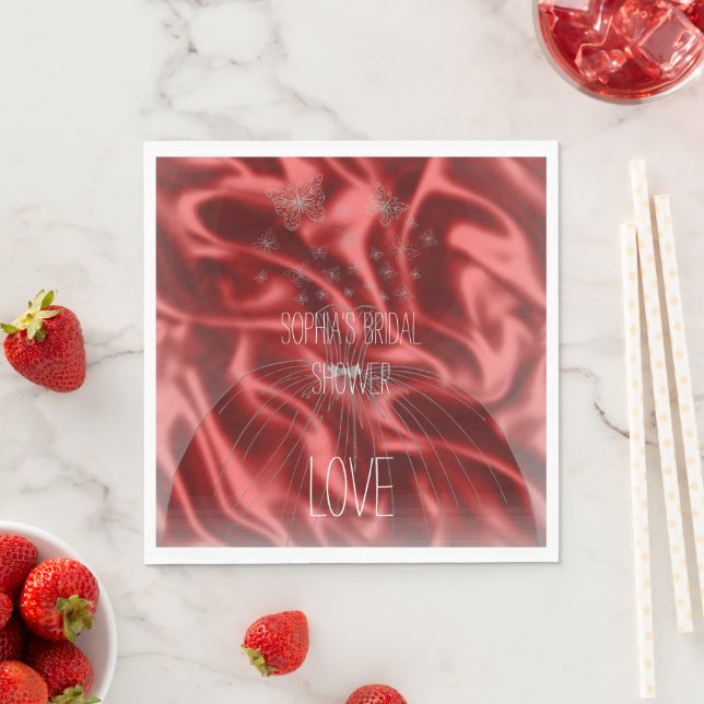 Passion Red Imitats Satin Brautparty Butterfells Serviette (Beispiel)