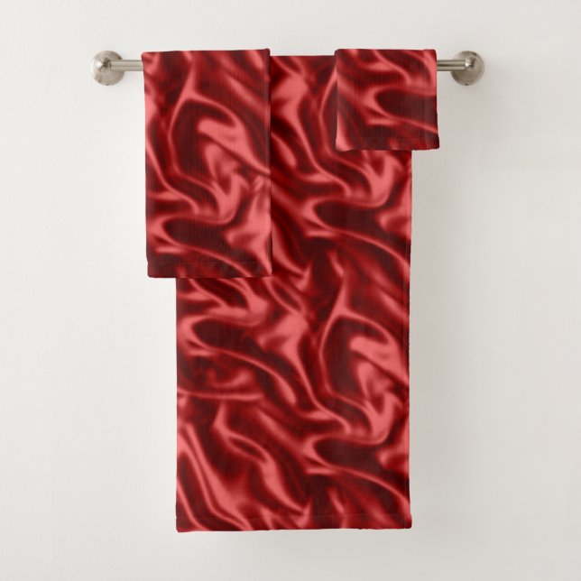 Passion Red Romantic Imitats Satin Badhandtuch Set (Insitu)