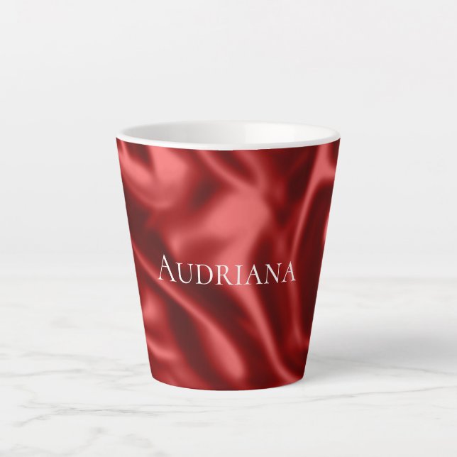 Passion Red Romantic Imitats Satin Milchtasse (Vorderseite)
