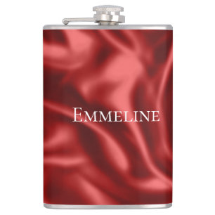 Passion Red Romantic Imitats Satin Wedding Flachmann