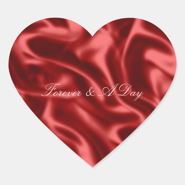 Passion Red Romantic Imitats Satin Wedding Herz-Aufkleber (Vorderseite)