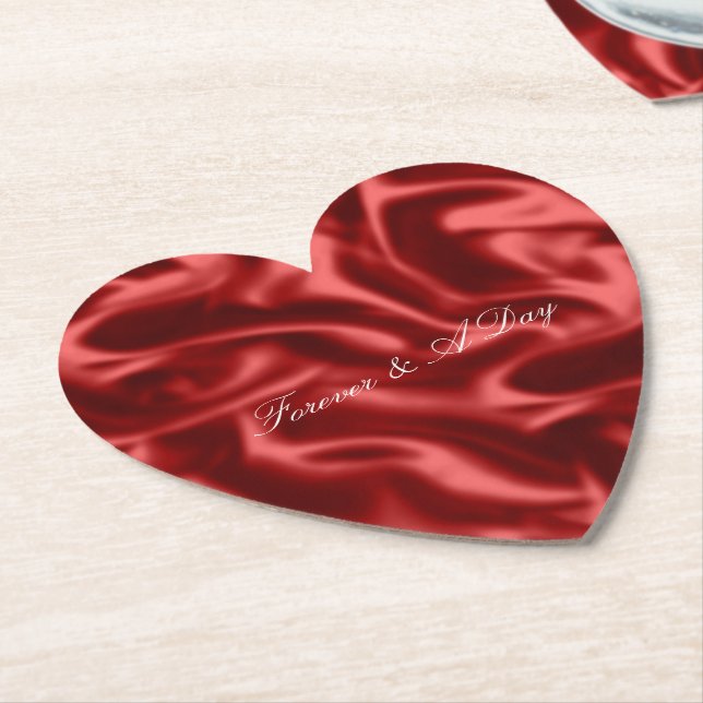 Passion Red Romantic Imitats Satin Wedding Untersetzer (angewinkelt)