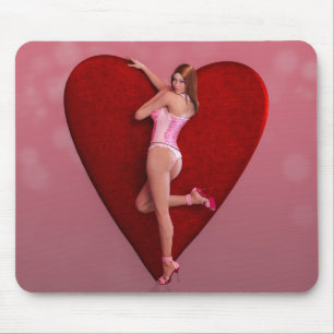 Passionate Valentine's Day Girl in einem Corset Mousepad