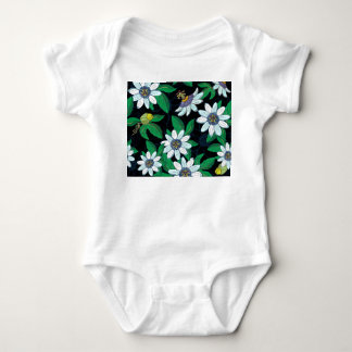 Passionflower Black Background Blume Nahtlos Baby Strampler