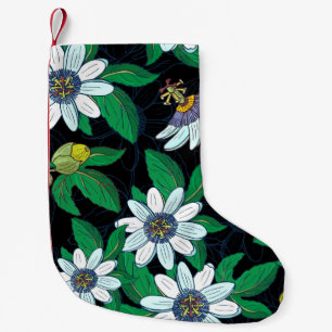 Passionflower Black Background Blume Nahtlos Kleiner Weihnachtsstrumpf