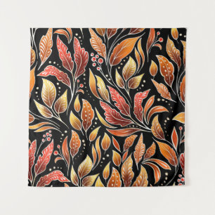 Passionflower Exotic: Schwarze Blume Vintag Wandteppich