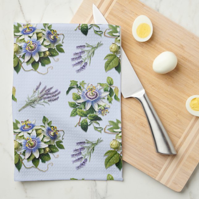 Passionflower Lavender Floral Küche Geschirr Handt Geschirrtuch (Viertel Falte)