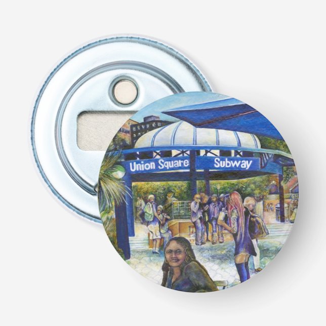 Passionierte Leute, die im Park spielen, NYC Flaschenöffner (Vorderseite)