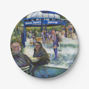 Passionierte Leute, die im Park spielen, NYC Pappteller
