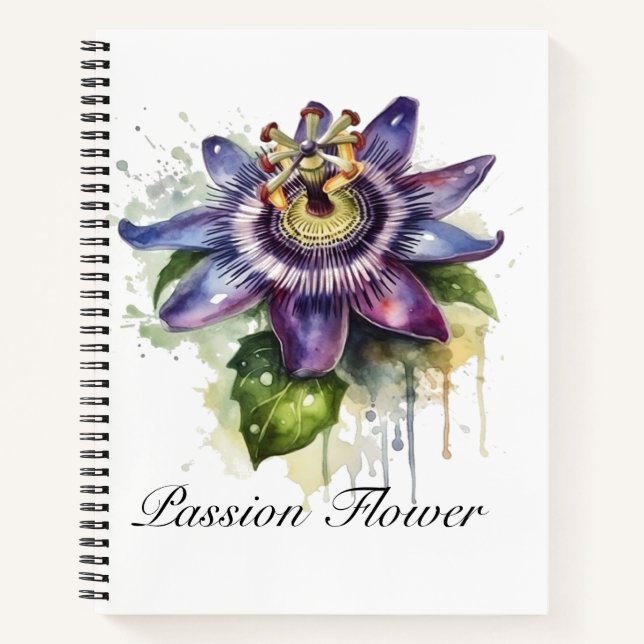 Passionierte Lila Passion-Blume Notizbuch (Vorderseite)