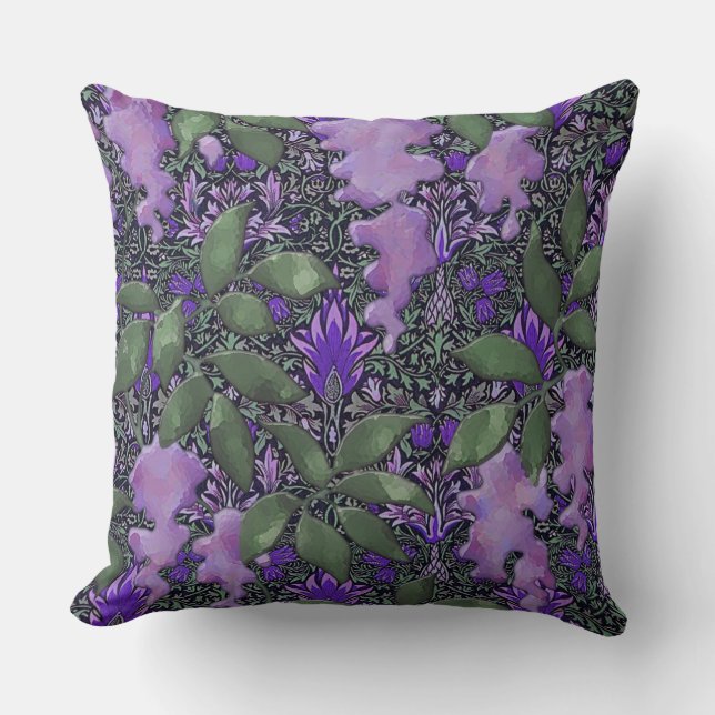 Passionierte Lila Wisteria Jungle Kissen (Vorderseite)