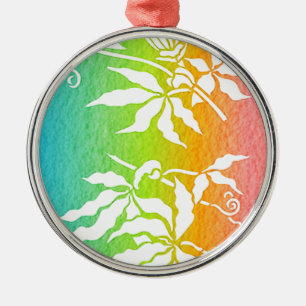Passionsblume Regenbogen Silbernes Ornament