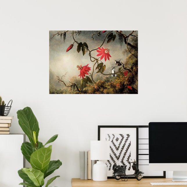 Passionsblumen mit Kolibris Poster (Heimbüro)
