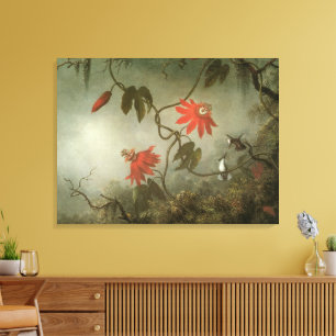Passionsblumen und Kolibris von Martin J Heade Leinwanddruck
