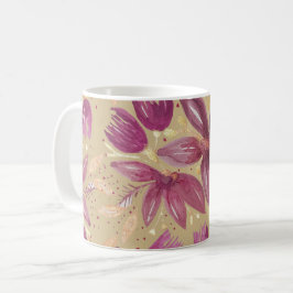 Passionslose Blume, Aquarellbrunnen und Gold Kaffeetasse