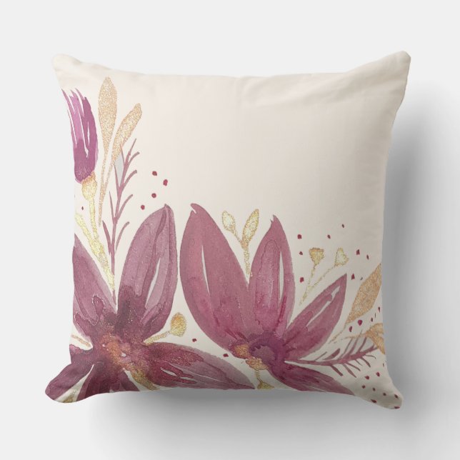 Passionslose Blume, Aquarellbrunnen und Gold Kissen (Vorderseite)