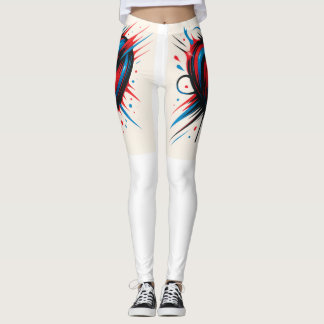 "Passionspuls - Bold Red & Blue Heart Long Sleeve Leggings