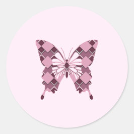 Passionsrosa Diamant Schmetterling Runder Aufkleber